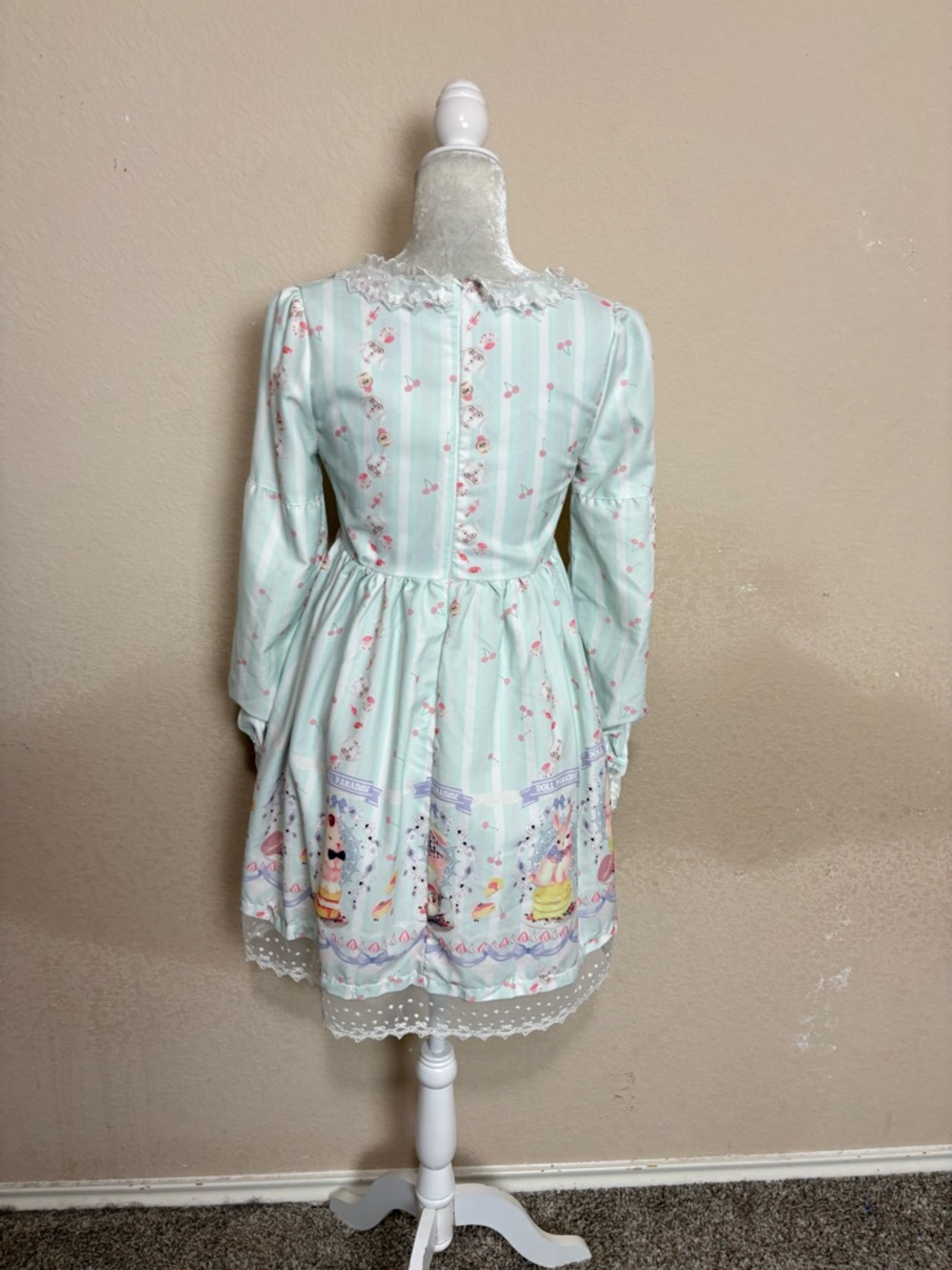 Sweet Lolita Pastel Bunny Cake Lace Mini Dress Kawaii Harajuku Coquette Small - Picture 8 of 10